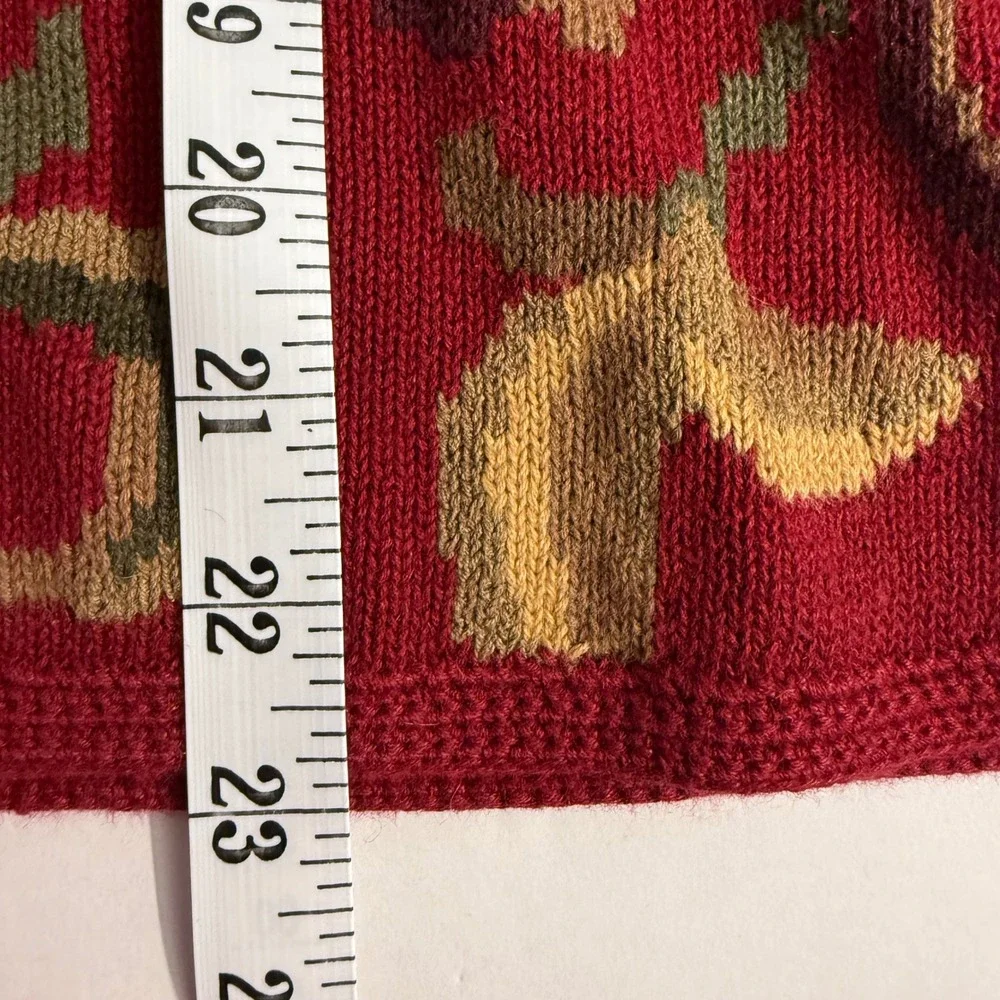 Vintage 90s Talbots Leaf Fall Print Full Zip Cardigan Knit Sweater Womens Medium